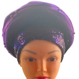 Turban- purple velvet with embellishments